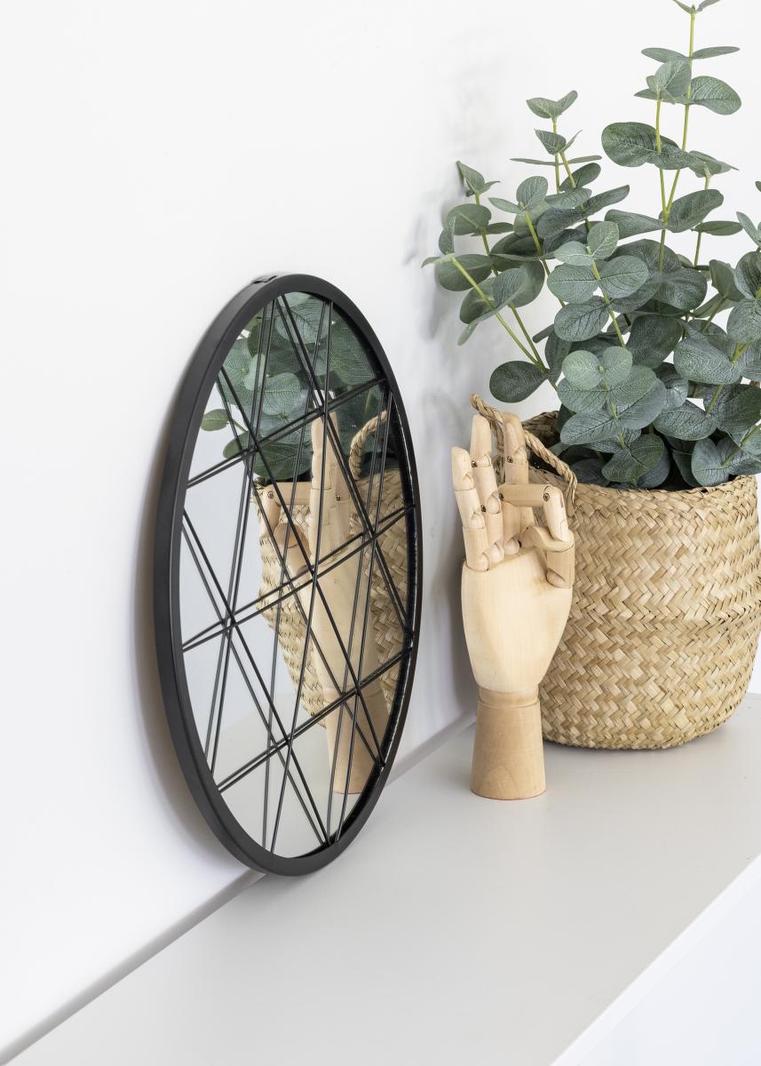 KAILA KAILA Ronde Spiegel Triangles - Zwart 35 cm Ø