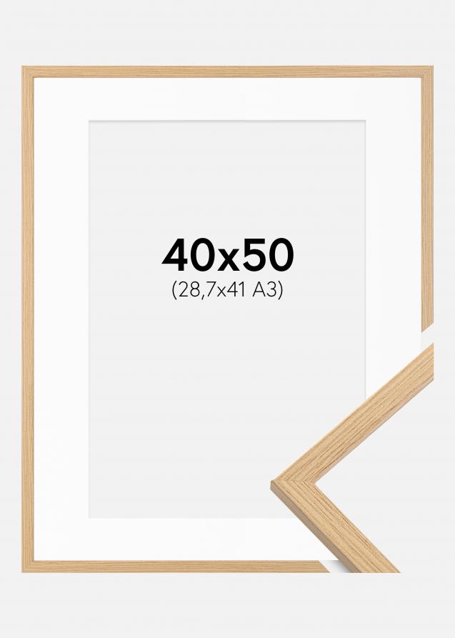 Ram med passepartou Fotolijst Galant Eiken 40x50 cm - Passe-partout Wit 29,7x42 cm (A3)
