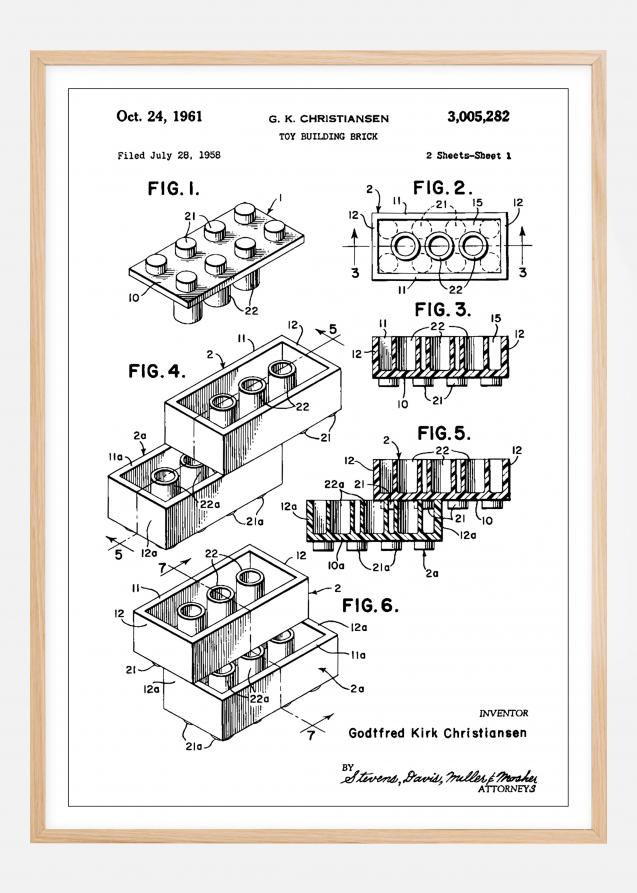 Bildverkstad Patent Print - Lego Block I - White Poster