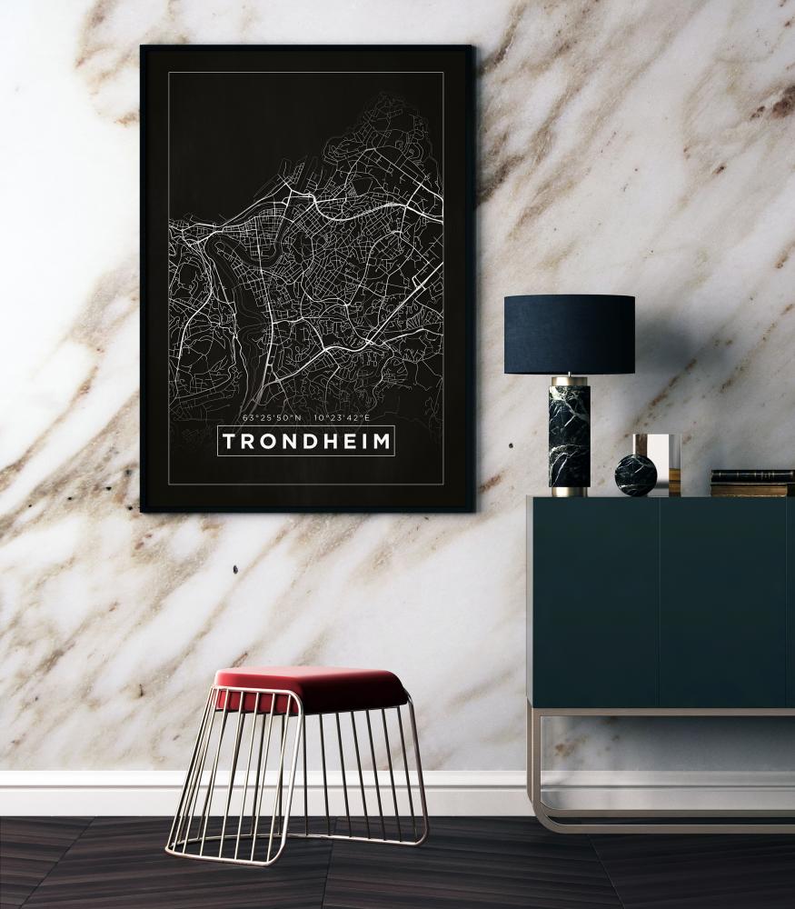 Bildverkstad Map - Trondheim - Black Poster