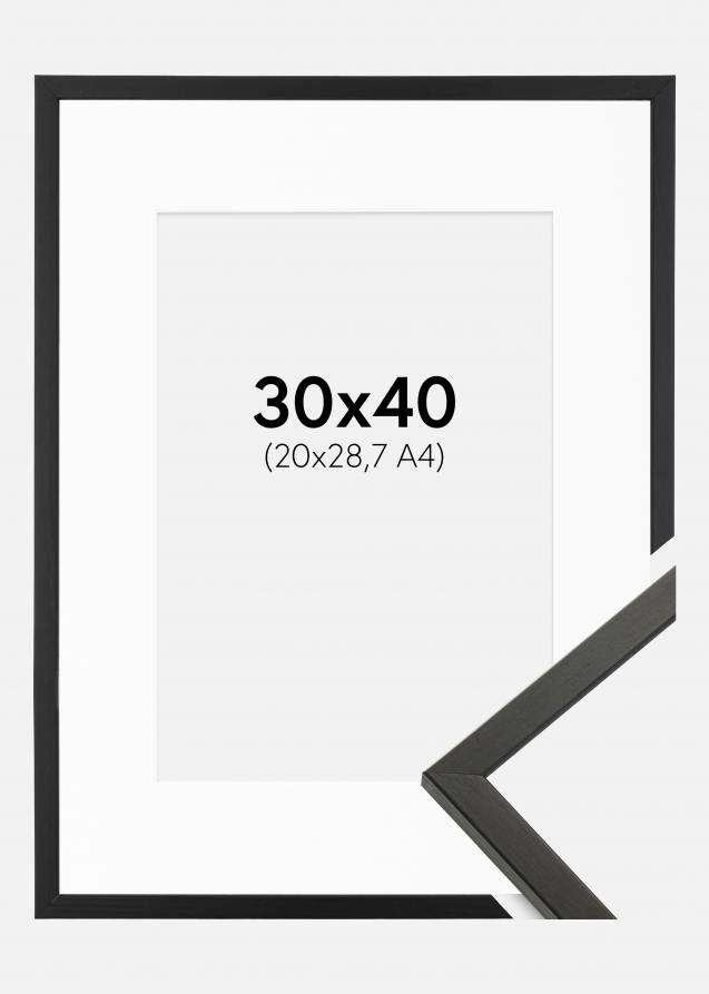 Ram med passepartou Fotolijst Galant Zwart 30x40 cm - Passe-partout Wit 21x29,7 cm (A4)