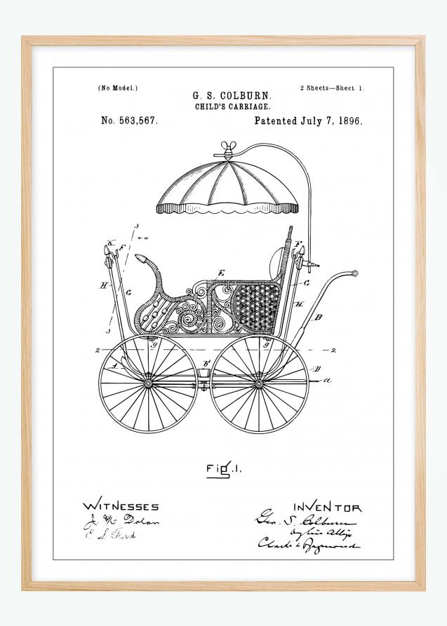 Bildverkstad Patenttekening - Kinderwagen I Poster
