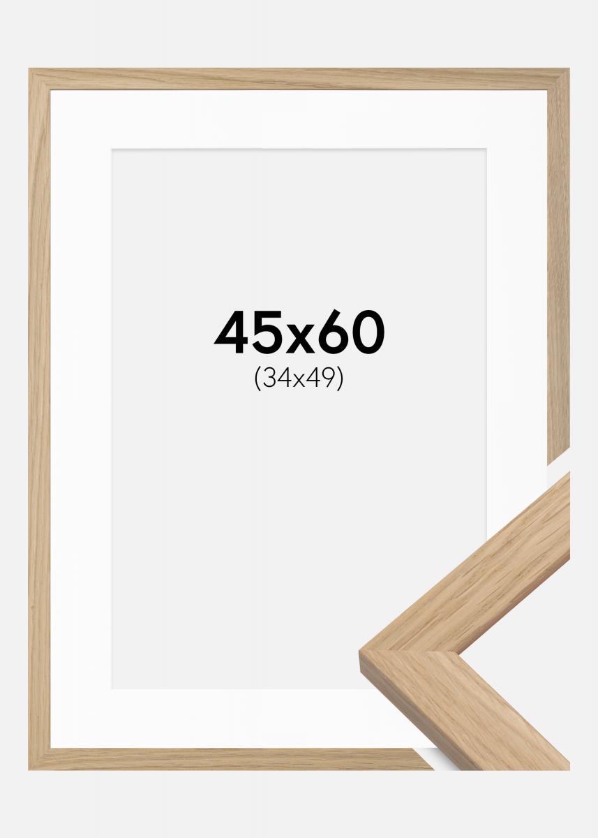 Ram med passepartou Fotolijst Oak Wood 45x60 cm - Passe-partout Wit 35x50 cm