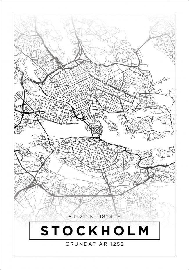 Bildverkstad Map - Stockholm - White Poster