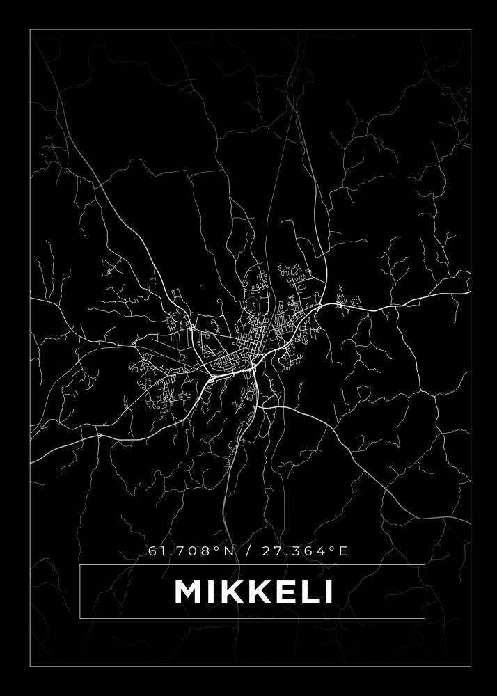 Bildverkstad Map - Mikkeli - Black Poster