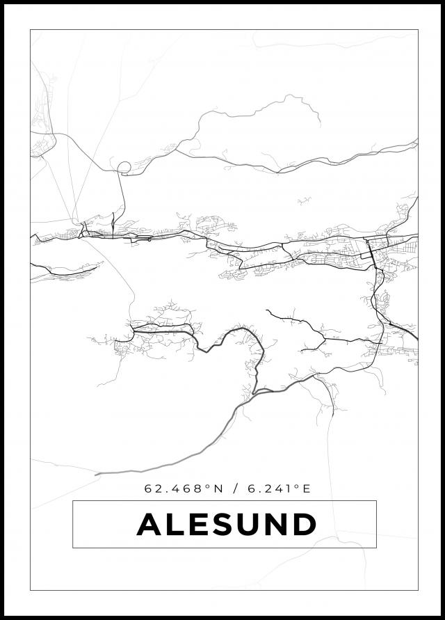 Bildverkstad Map - Alesund - White Poster