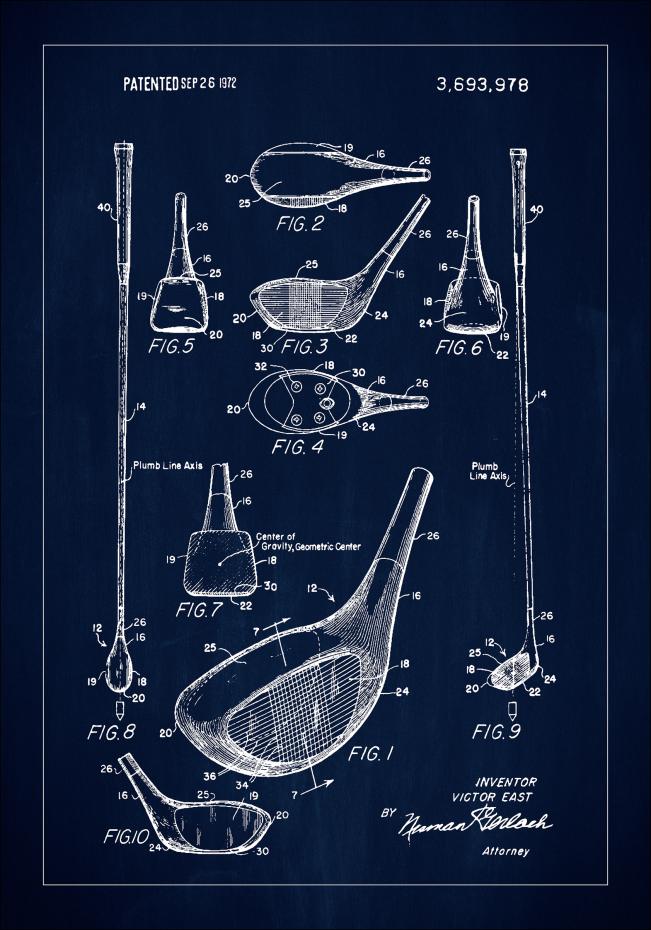 Bildverkstad Patent Print - Golf Club - Blue Poster