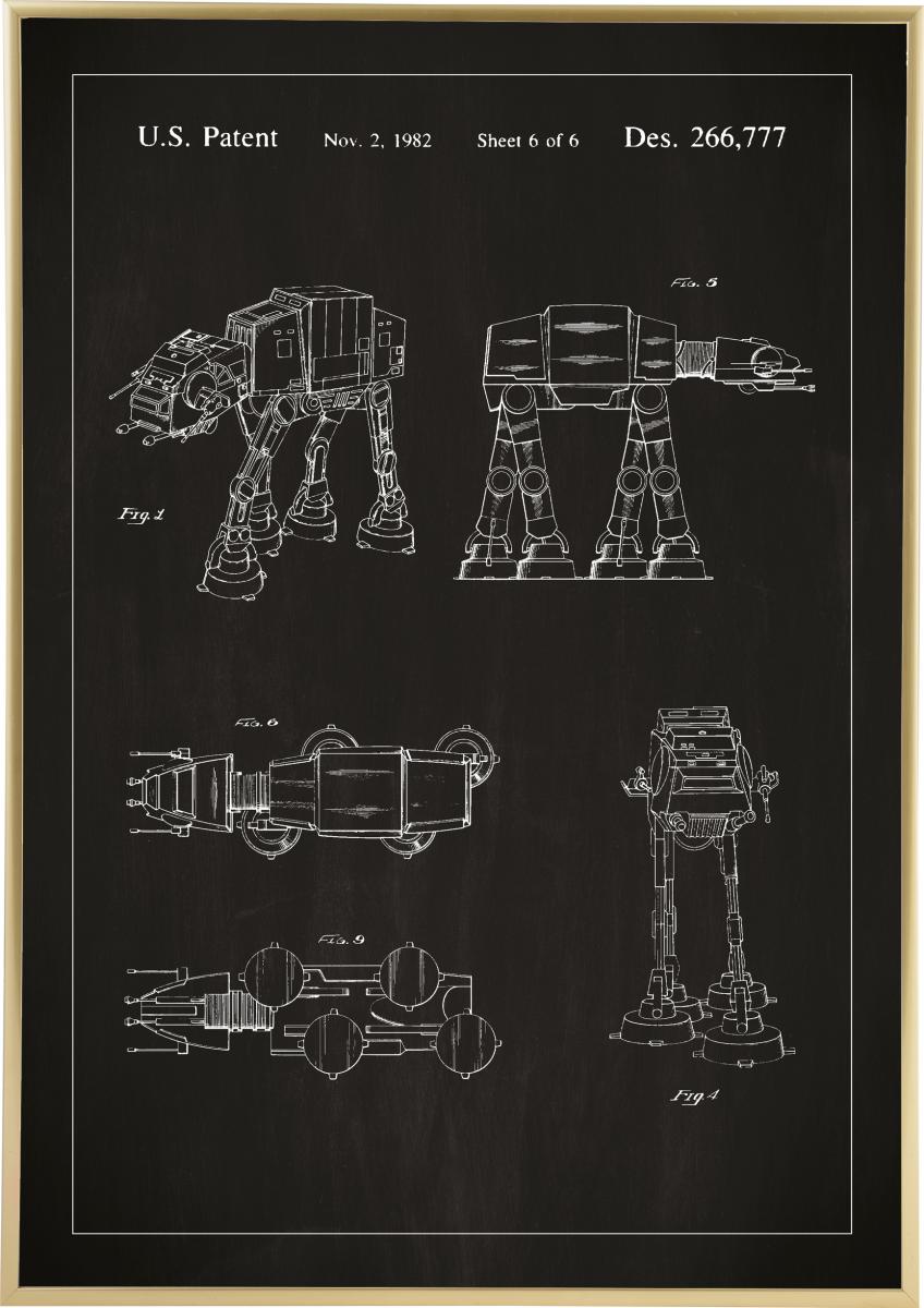 Lagervaror egen produktion Patenttekening - Star Wars - Walker - Zwart Poster