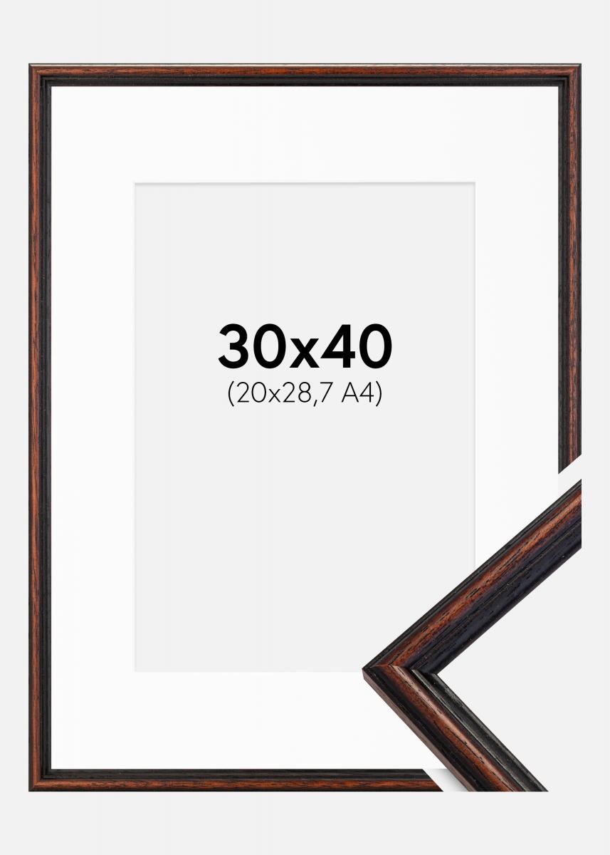 Ram med passepartou Fotolijst Horndal Walnoot 30x40 cm - Passe-partout Wit 21x29,7 cm (A4)