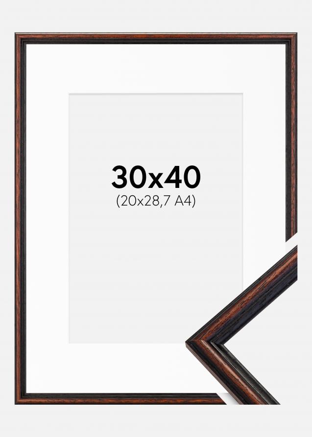 Ram med passepartou Fotolijst Horndal Walnoot 30x40 cm - Passe-partout Wit 21x29,7 cm (A4)