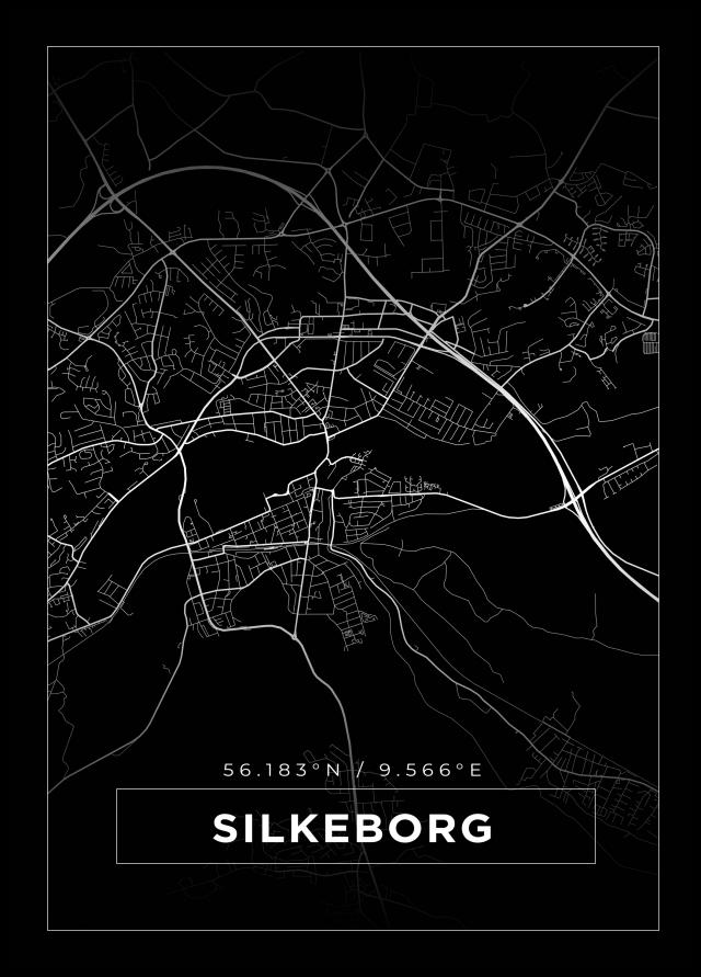 Bildverkstad Map - Silkeborg - Black Poster