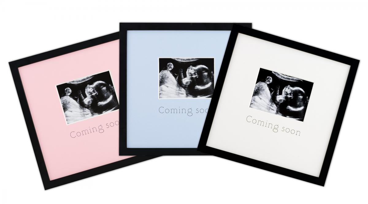 Egen tillverkning - Passepartouter Lijst voor echo - Coming soon - Blauw - 20x20 cm / 9,5x7 cm