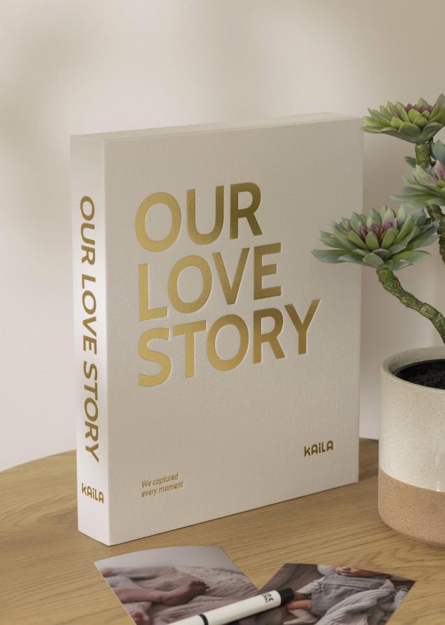 KAILA KAILA OUR LOVE STORY Creme - Coffee Table Photo Album (60 Zwarte zijden)