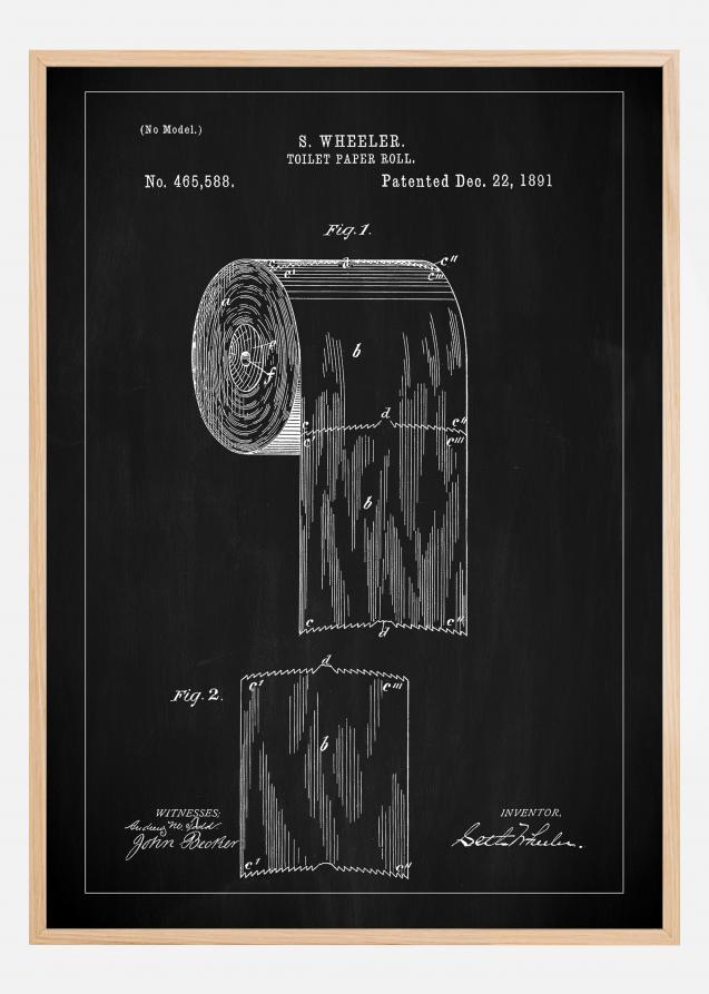 Lagervaror egen produktion Patent Print - Toilet Paper Roll - Black Poster