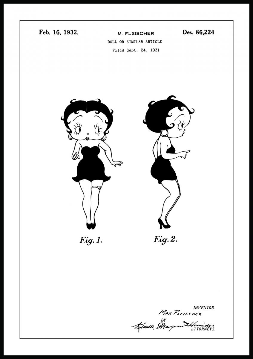 Bildverkstad Patenttekening - Betty Boop Poster