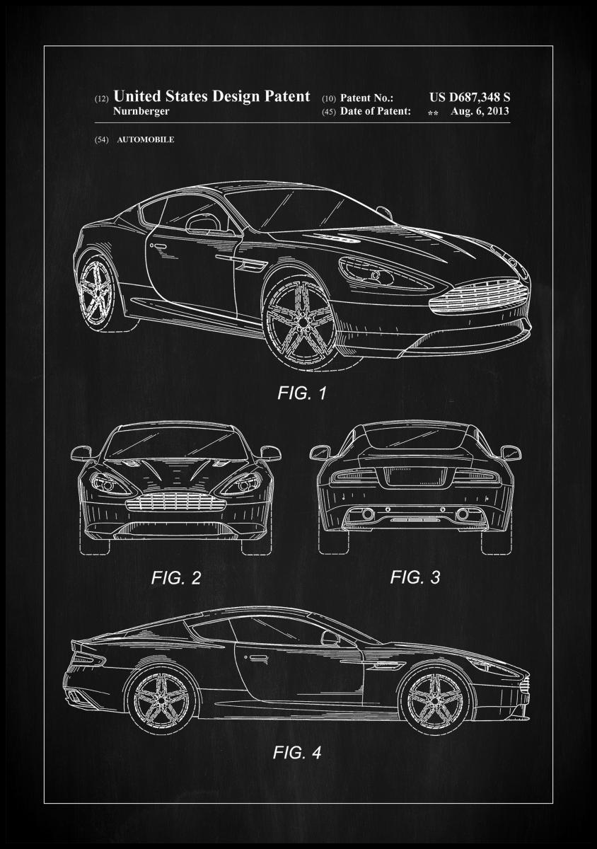 Bildverkstad Patent Print - Aston Martin - Black Poster