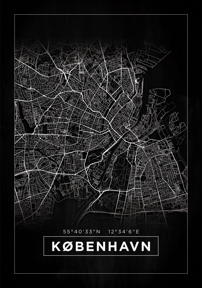 Bildverkstad Map - Kbenhavn - Black Poster