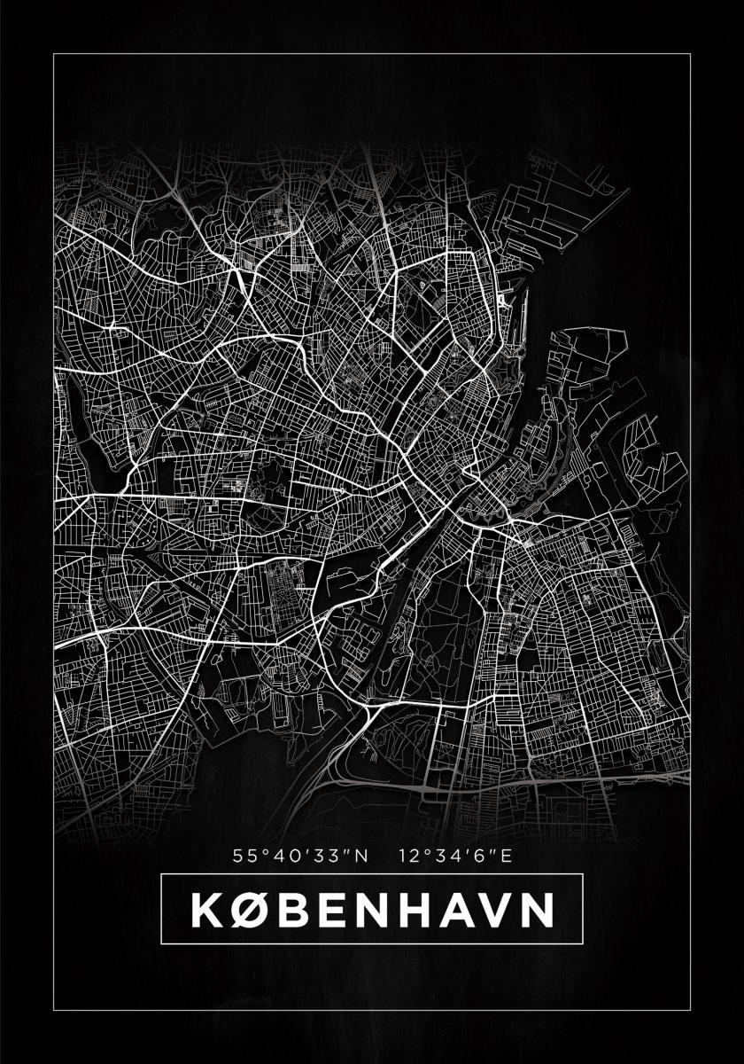 Bildverkstad Map - København - Black Poster