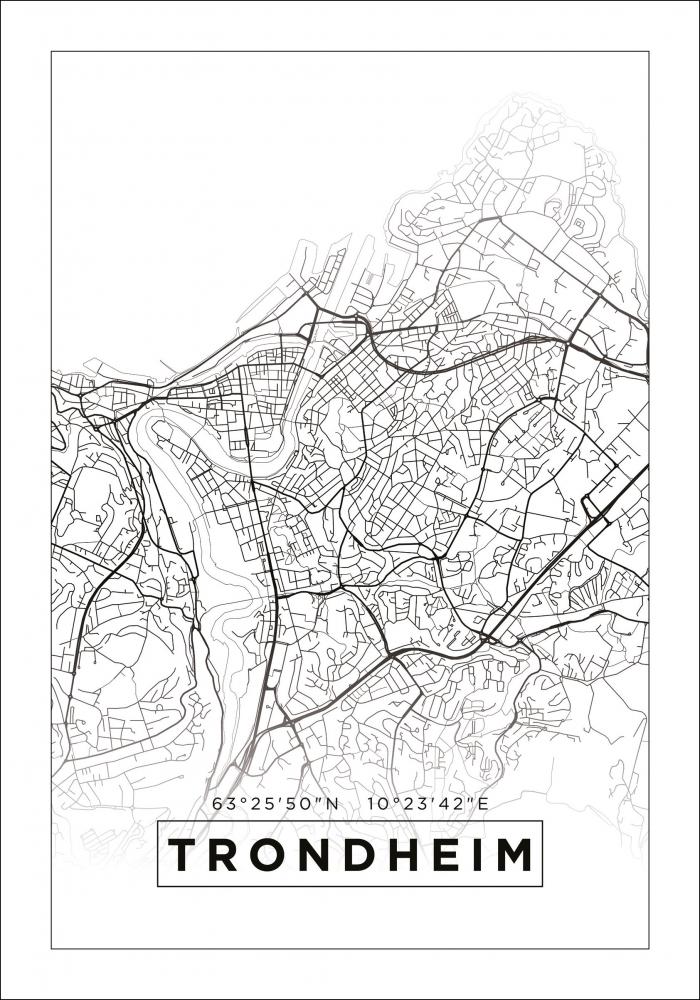 Bildverkstad Map - Trondheim - White Poster