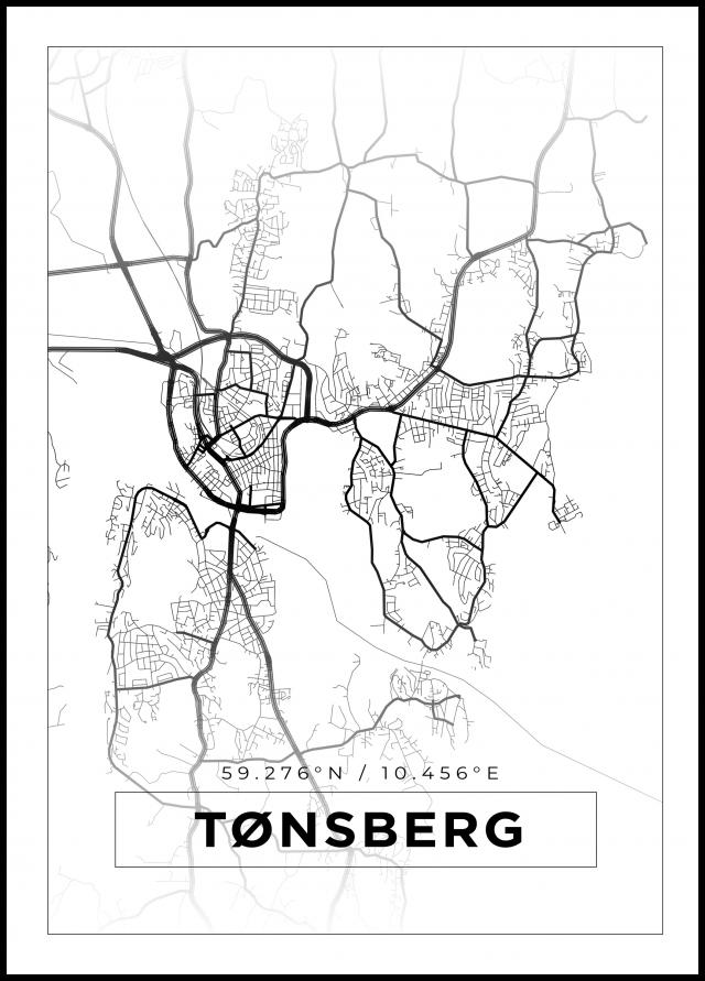 Bildverkstad Map - Tønsberg - White Poster
