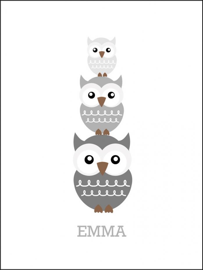 Personlig poster Owls Birth Poster Grey