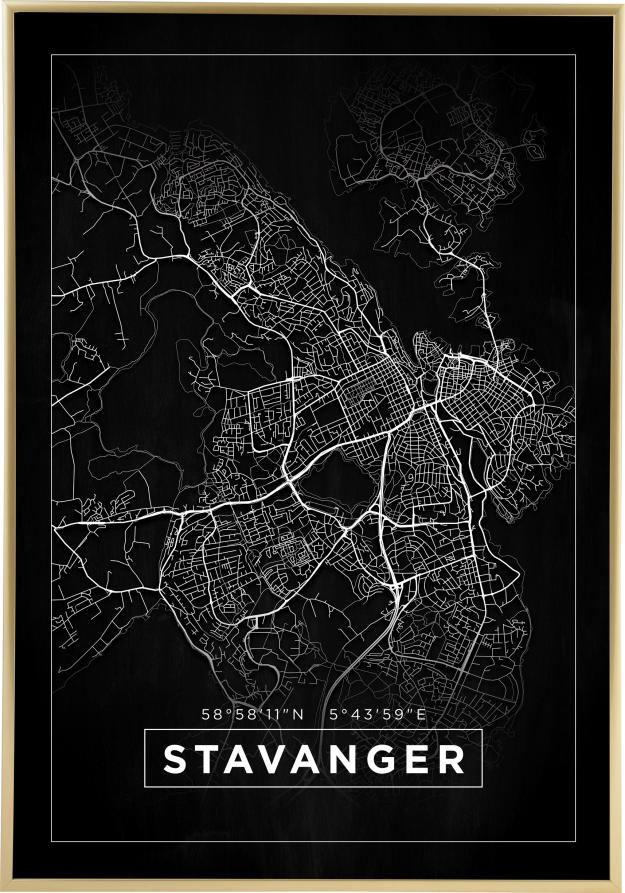 Bildverkstad Map - Stavanger - Black Poster