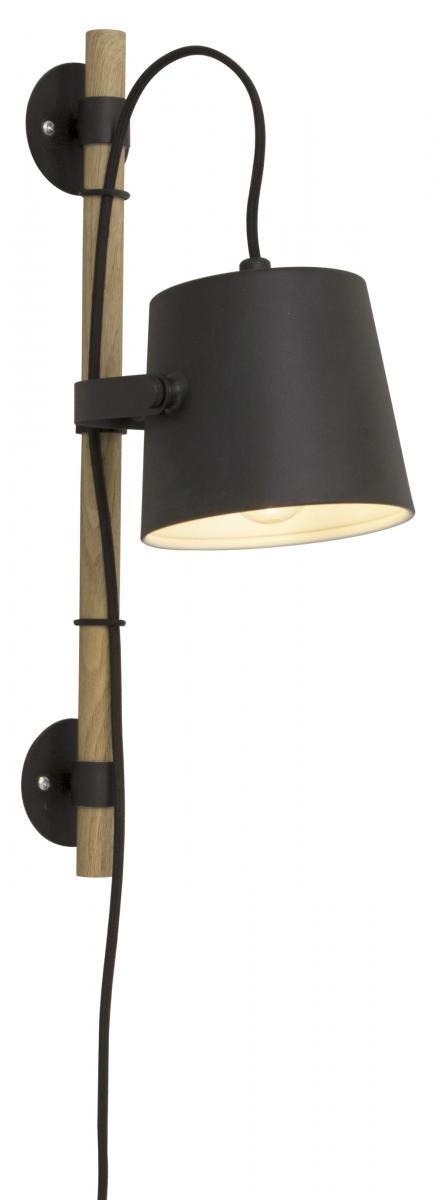 Aneta Belysning Wandlamp Espresso - Zwart/Hout