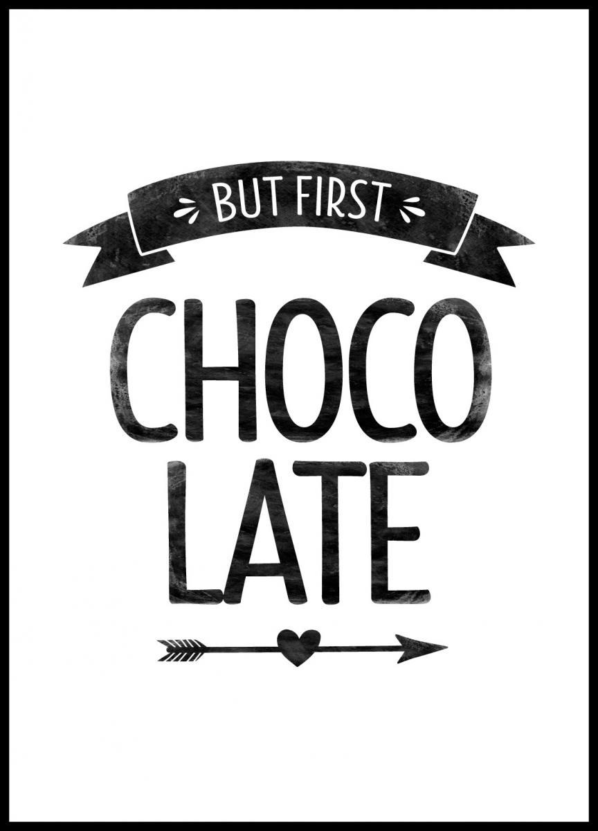 Bildverkstad But first chocolate Retro Poster