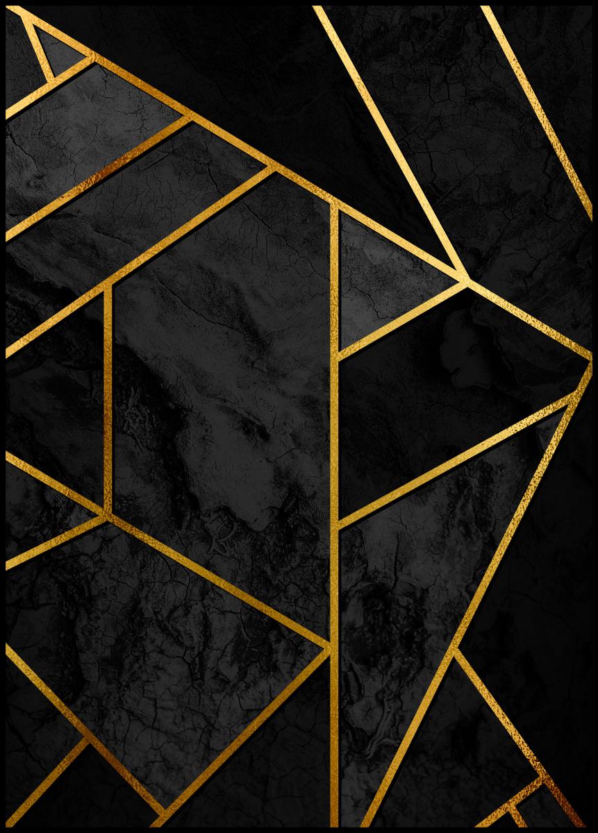 Lagervaror egen produktion Gold & Black Marble Poster