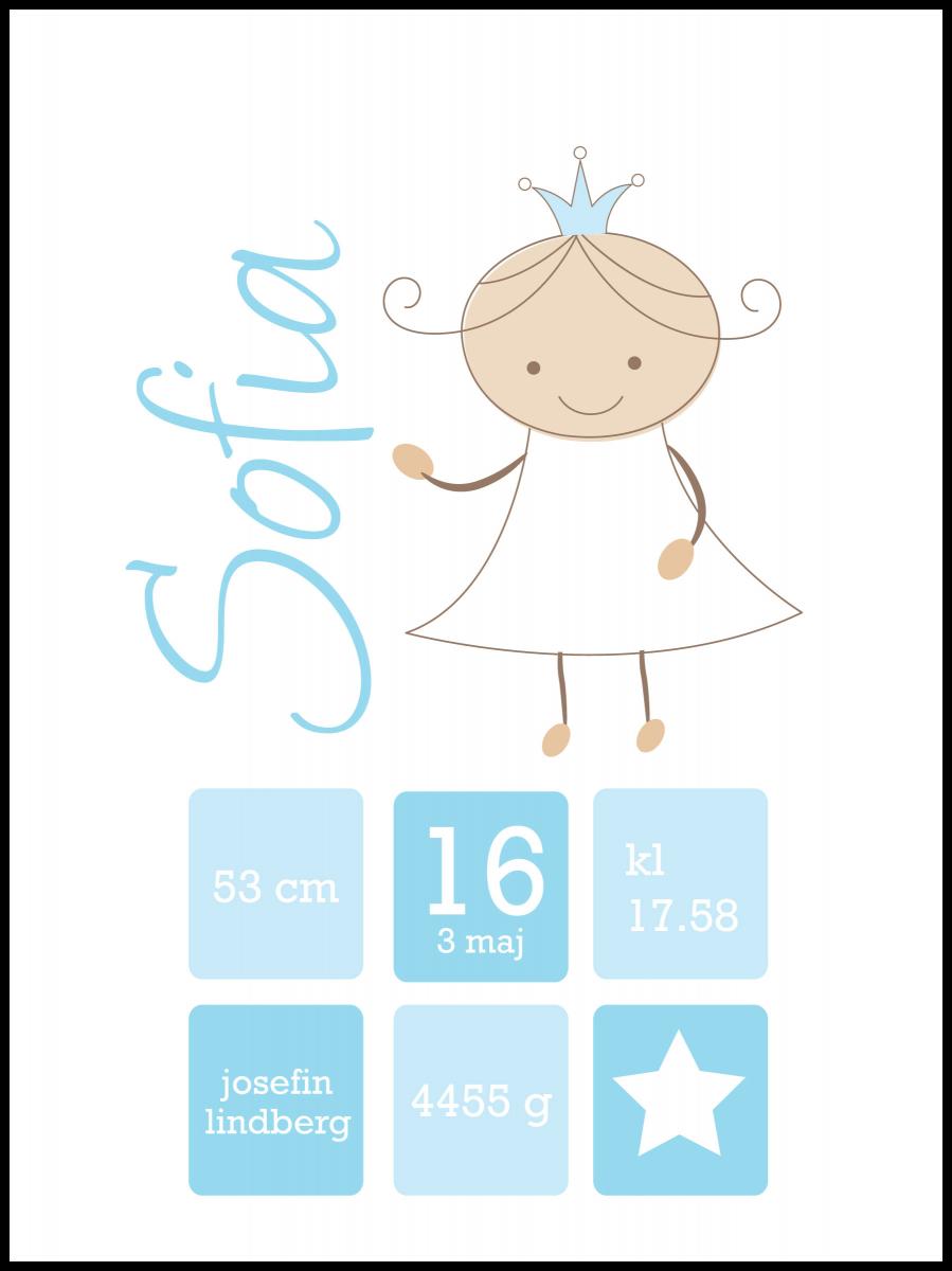 Personlig poster Crown Princess Blue