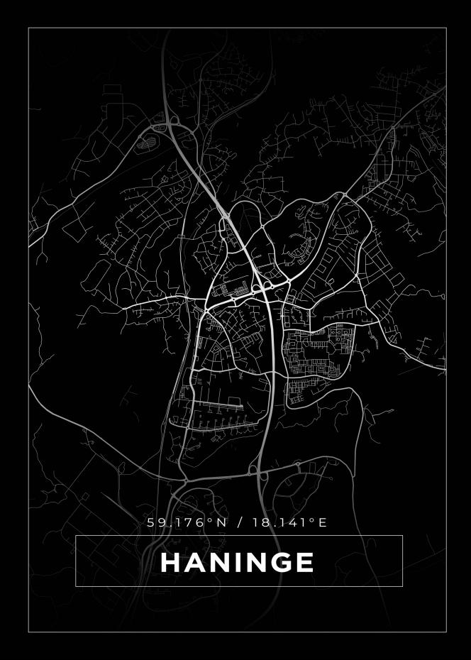 Bildverkstad Map - Haninge - Black Poster