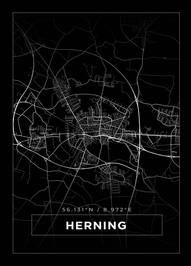 Bildverkstad Map - Herning - Black Poster