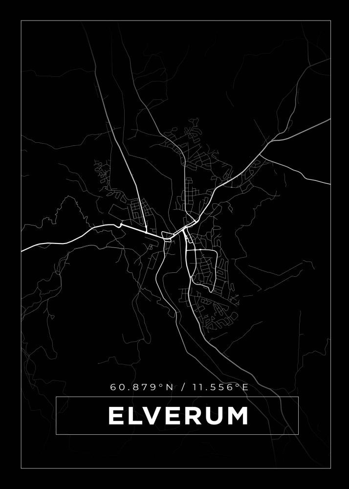 Bildverkstad Map - Elverum - Black Poster