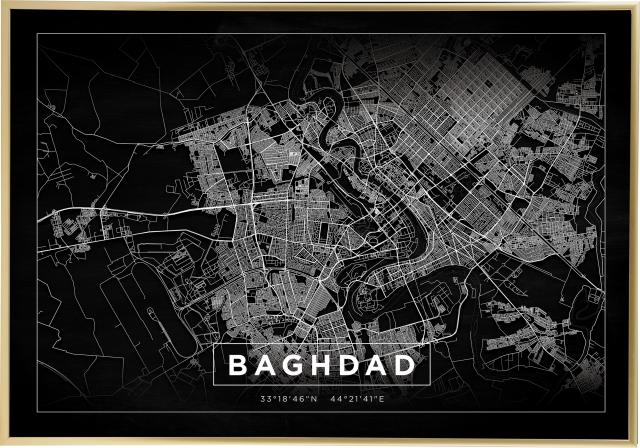 Bildverkstad Map - Baghdad - Black Poster