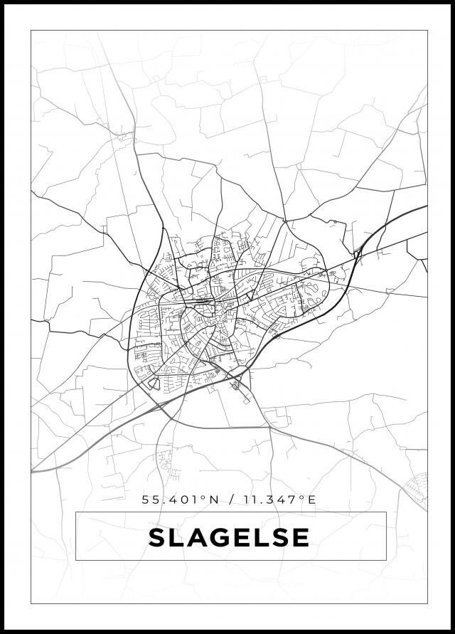 Bildverkstad Map - Slagelse - White Poster