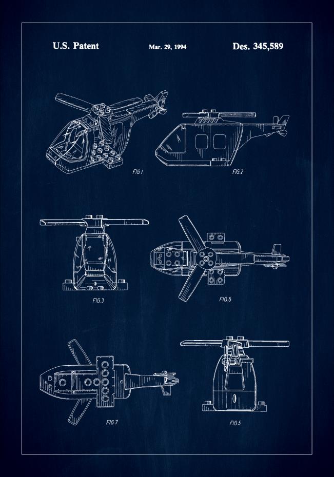 Bildverkstad Patent Print - Lego Helicopter - Blue