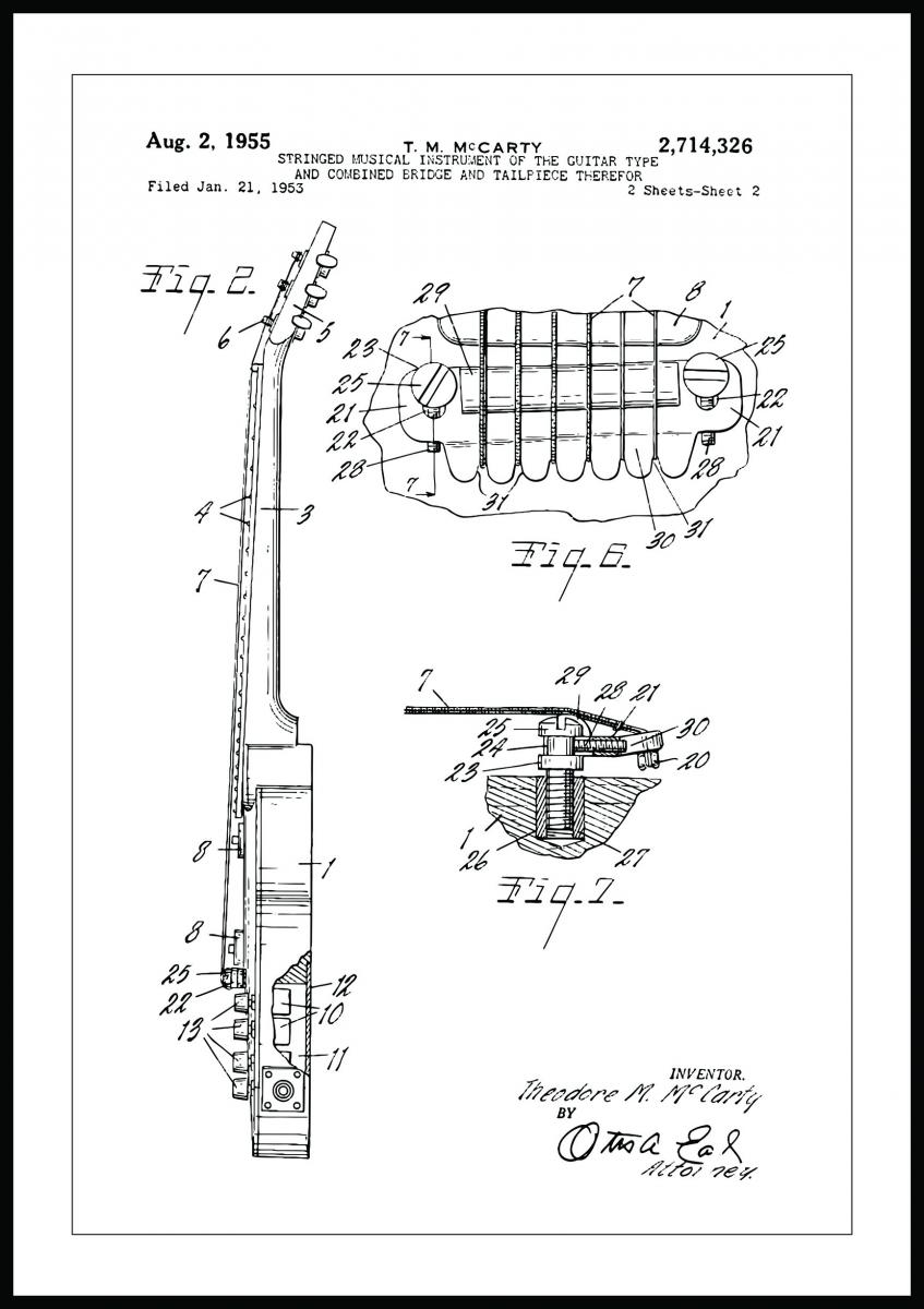 Bildverkstad Patenttekening - Elektrische gitaar II Poster
