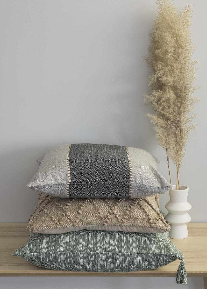 Boel&Jan Kussensloop Raw Herringbone - Groen 60x60 cm
