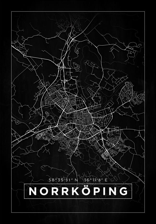 Bildverkstad Map - Norrkping - Black Poster