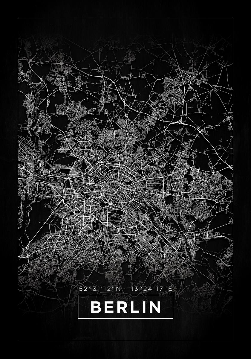 Bildverkstad Map - Berlin - Black Poster