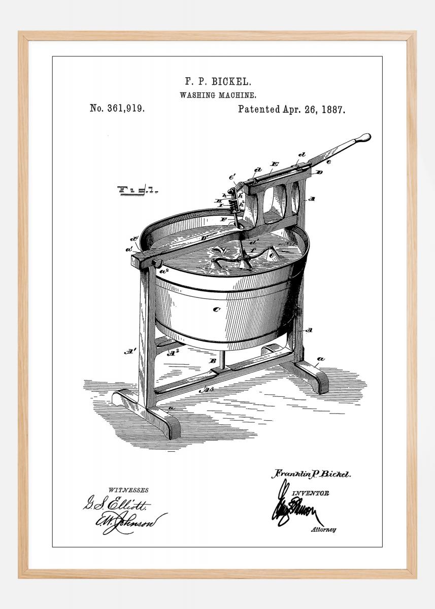 Bildverkstad Patent Print - Washing Machine - White Poster