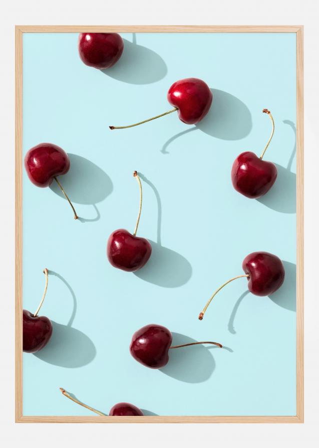 Bildverkstad Cherries On Turquoise Poster