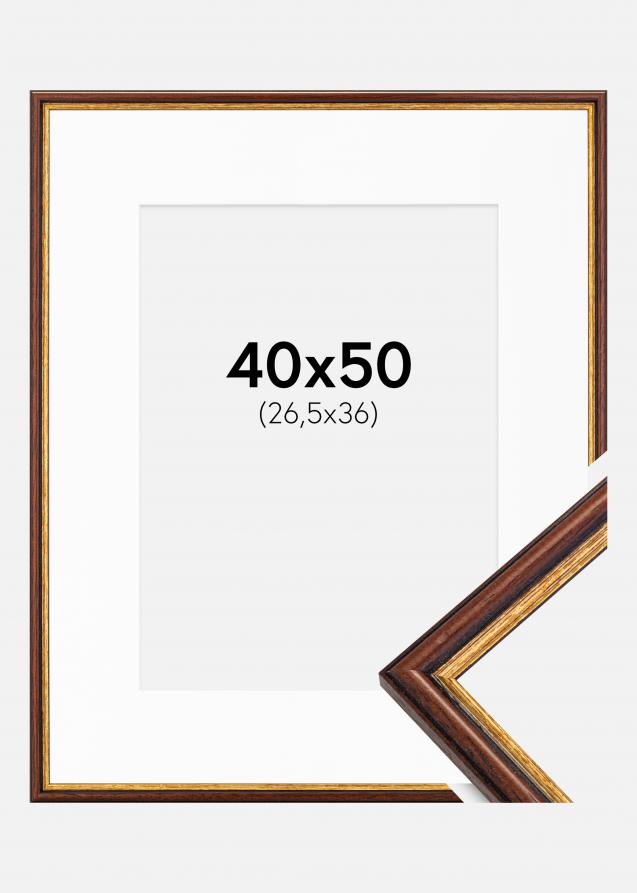 Ram med passepartou Fotolijst Horndal Bruin 40x50 cm - Passe-partout Wit 27,5x37 cm