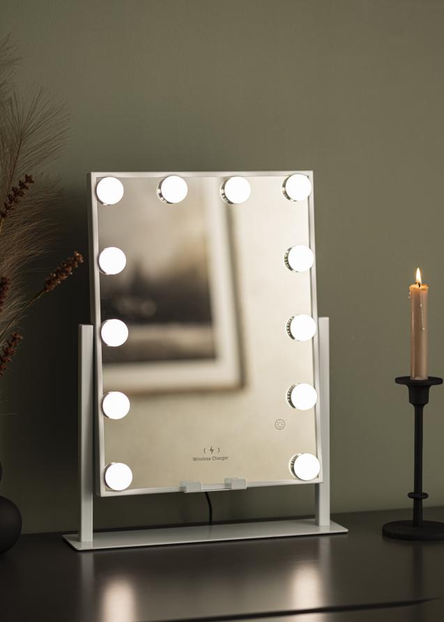 KAILA KAILA Make-up spiegel Hollywood 12 met Draadloze Oplader Wit 30x41 cm