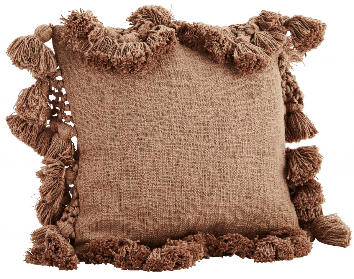 Madam Stoltz Kussenhoes Tassles - Dark Nude 45x45 cm