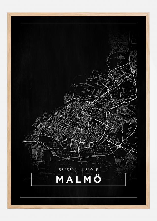 Bildverkstad Map - Malmö - Black Poster