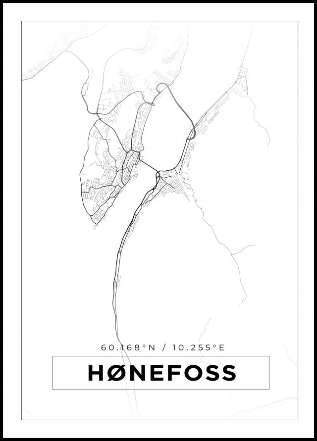 Bildverkstad Map - Hønefoss - White Poster