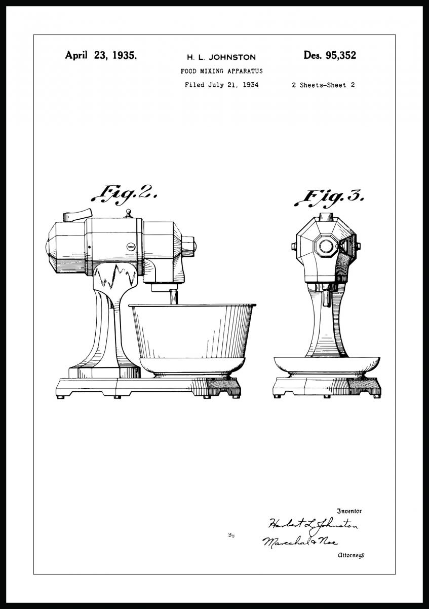Bildverkstad Patenttekening - Mixer II Poster