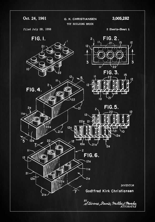 Bildverkstad Patent Print - Lego Block I - Black