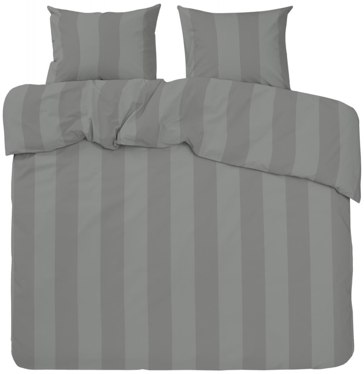 Redlunds Dekbedovertrek set Big Stripe Satin Kingsize 3-delig - Grijs